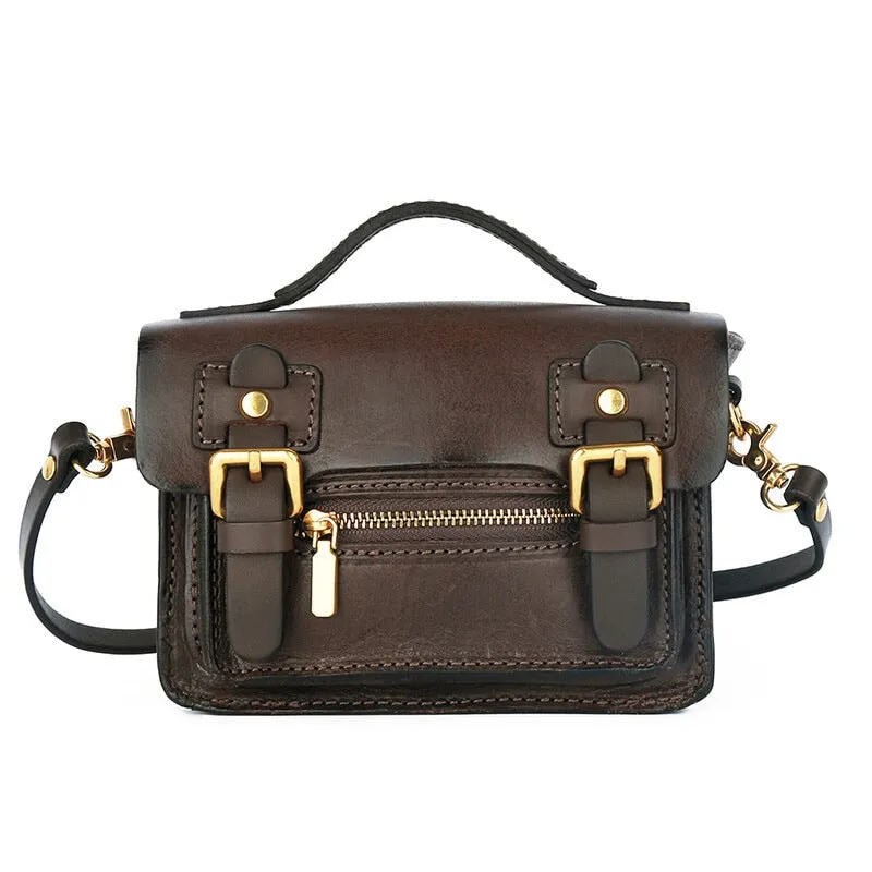 Vintage Cowhide Leather Shoulder Crossbody Messenger Bag