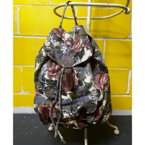 vintage floral couch-print backpack