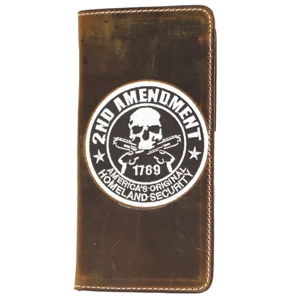 W-129 - Rockin Leather Checkbook Wallet - 2nd Amendment