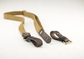 Waist Strap Attachment - Khaki Webbing / Chocolate Leather