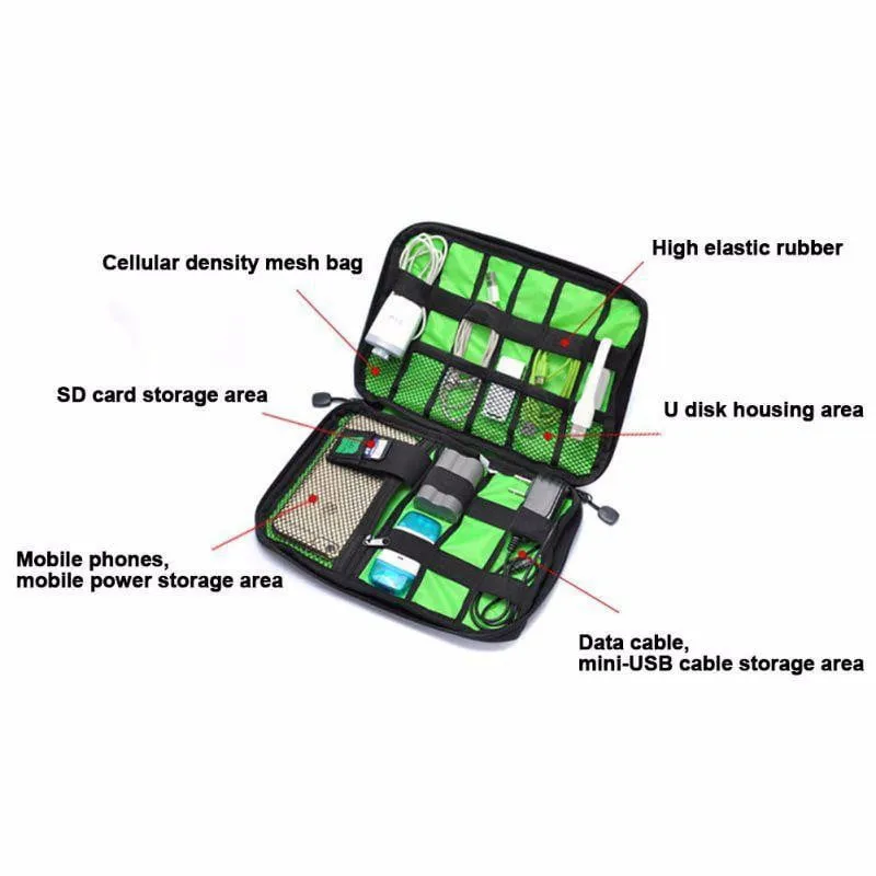 Waterproof Travel Kit- Nylon Cable Holder Bag/ Electronic Accessories USB Drive Storage Case Bag