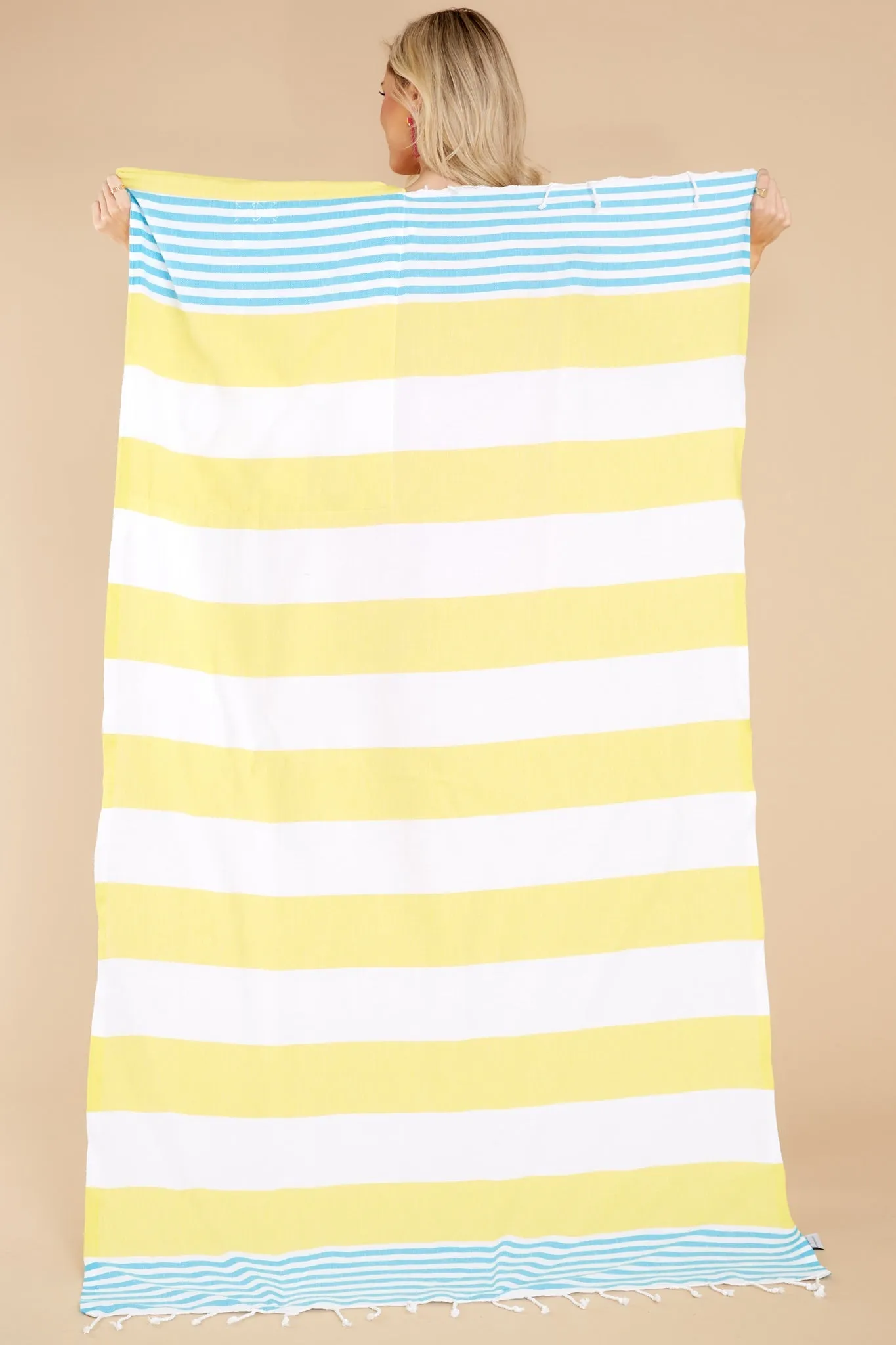 Weekend At The Beach Yellow And Aqua Stripe Backpack