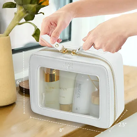 White NGIL Clear Faux Leather Toiletry Bag