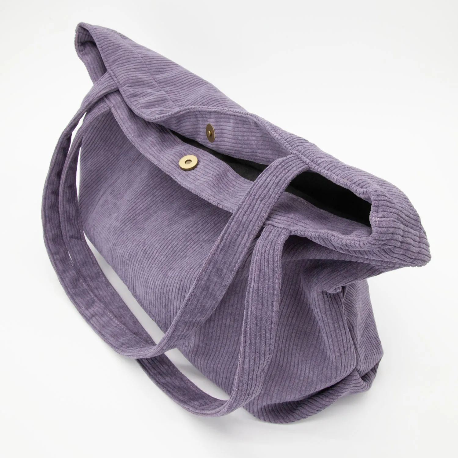 Wide Corduroy Tote Bag in Purple