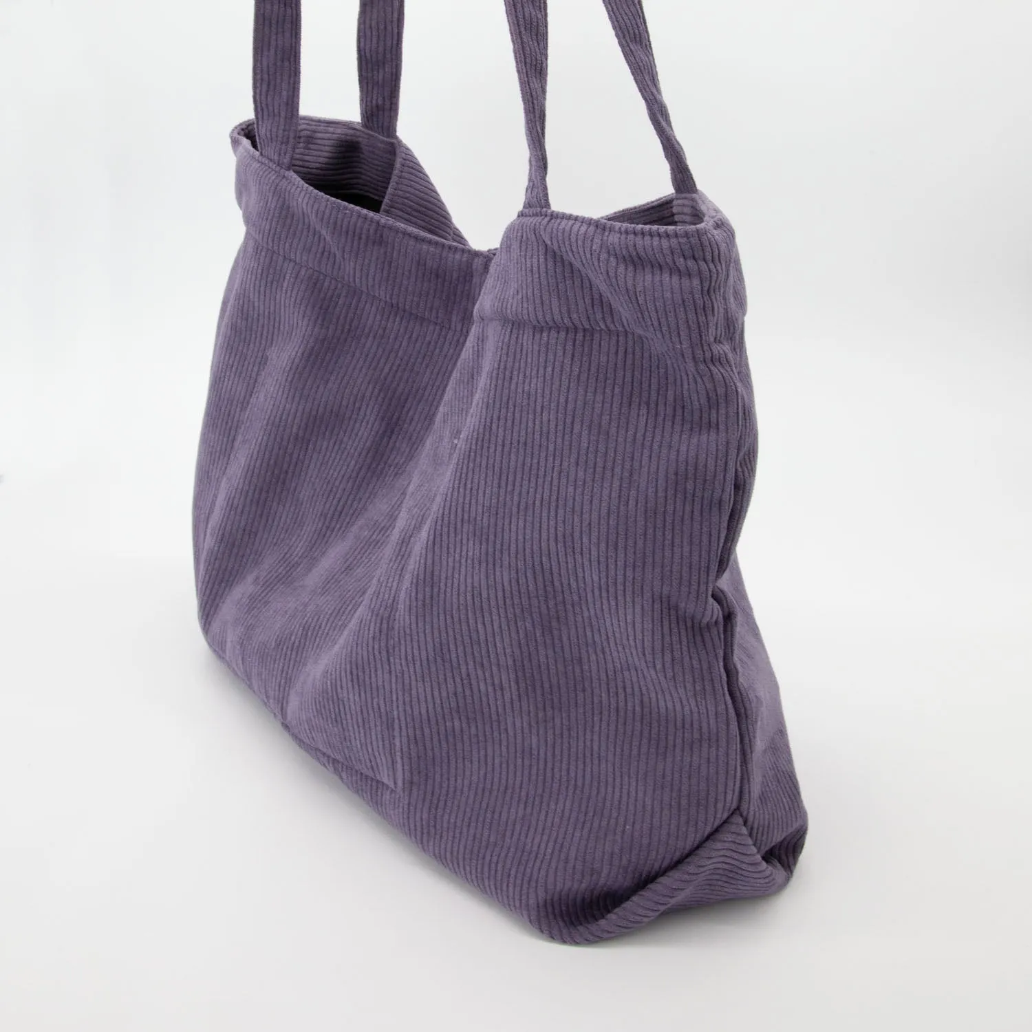 Wide Corduroy Tote Bag in Purple