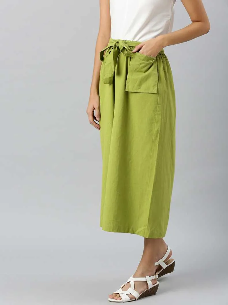 Women Mint Green Pocket Bag Flare Pant