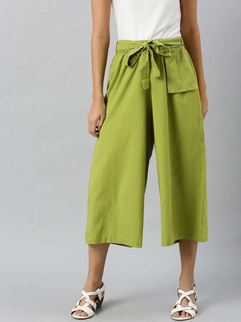 Women Mint Green Pocket Bag Flare Pant