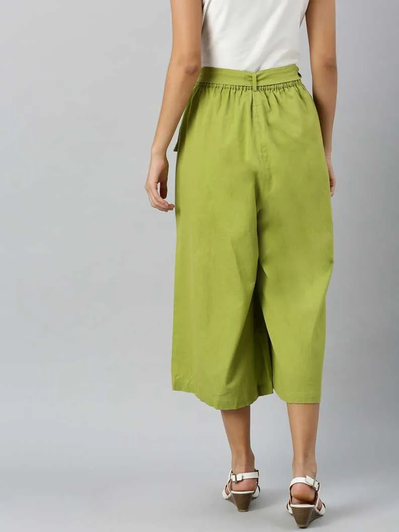 Women Mint Green Pocket Bag Flare Pant