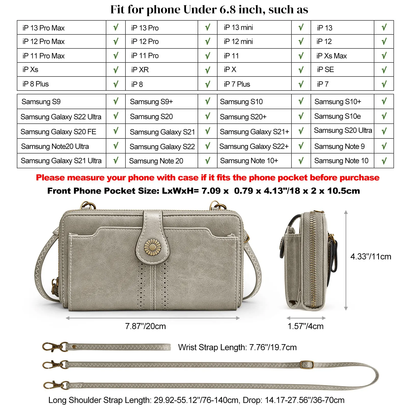 Women RFID Blocking Crossbody Cellphone Purse