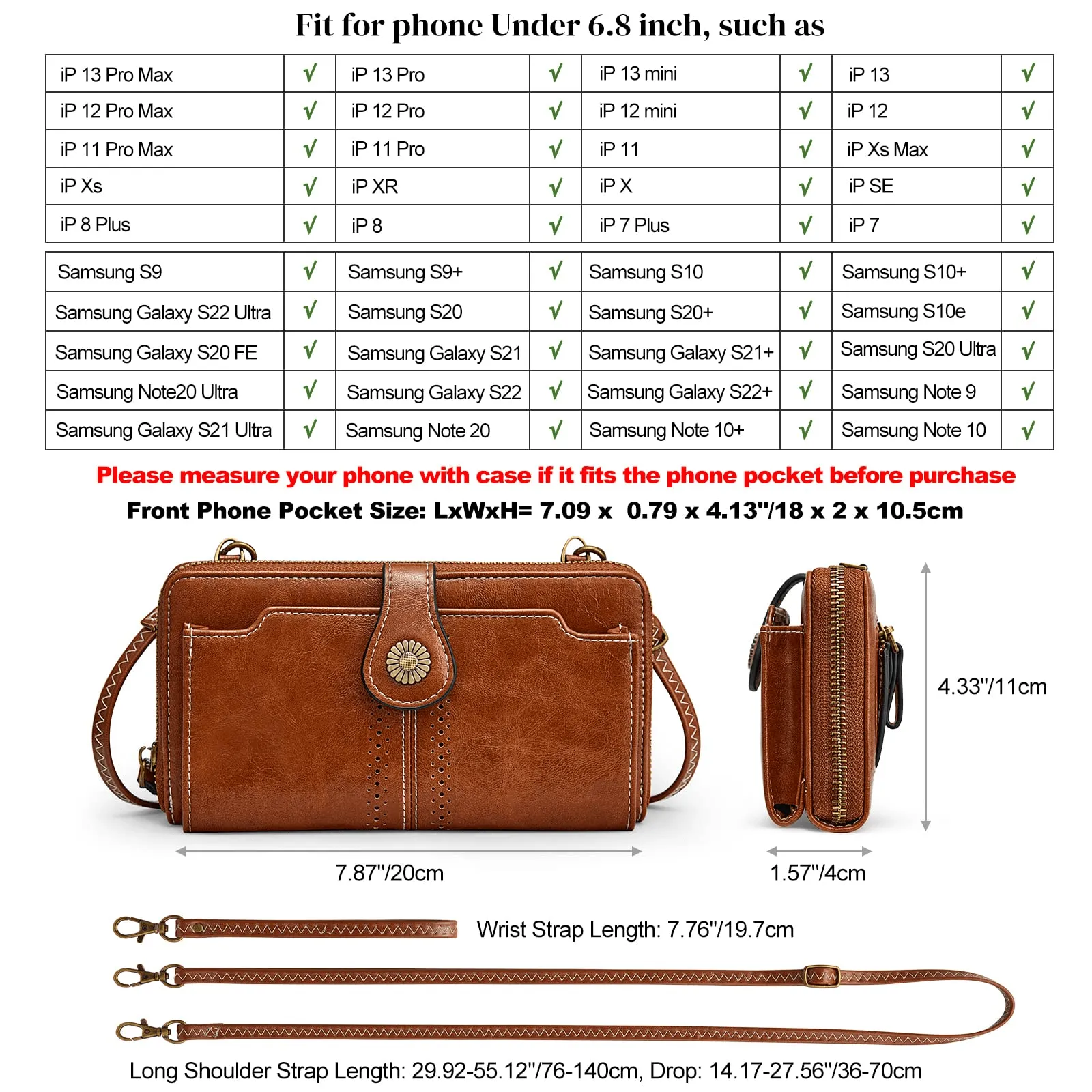 Women RFID Blocking Crossbody Cellphone Purse