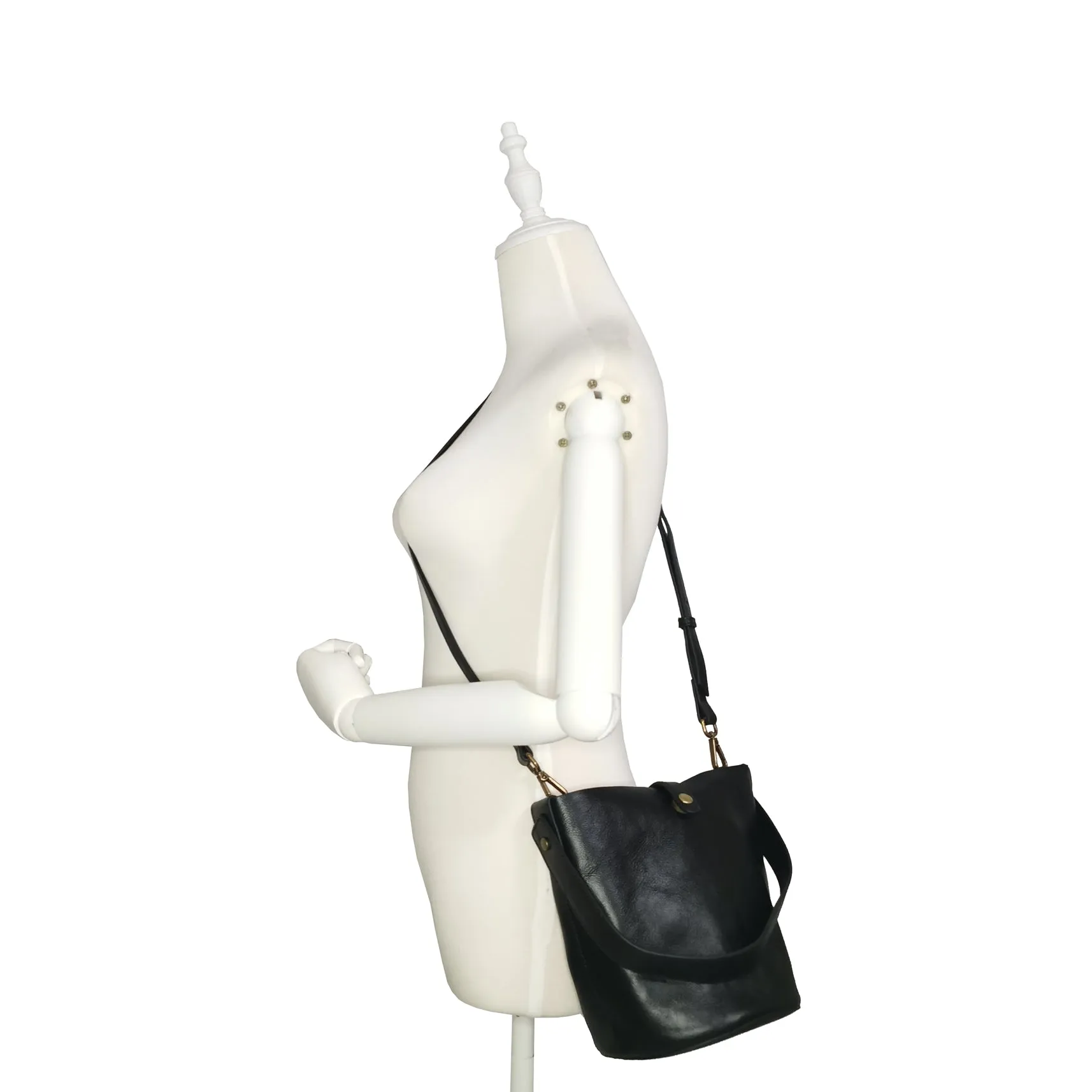 Women's genuine cowhide leather bucket bag V3