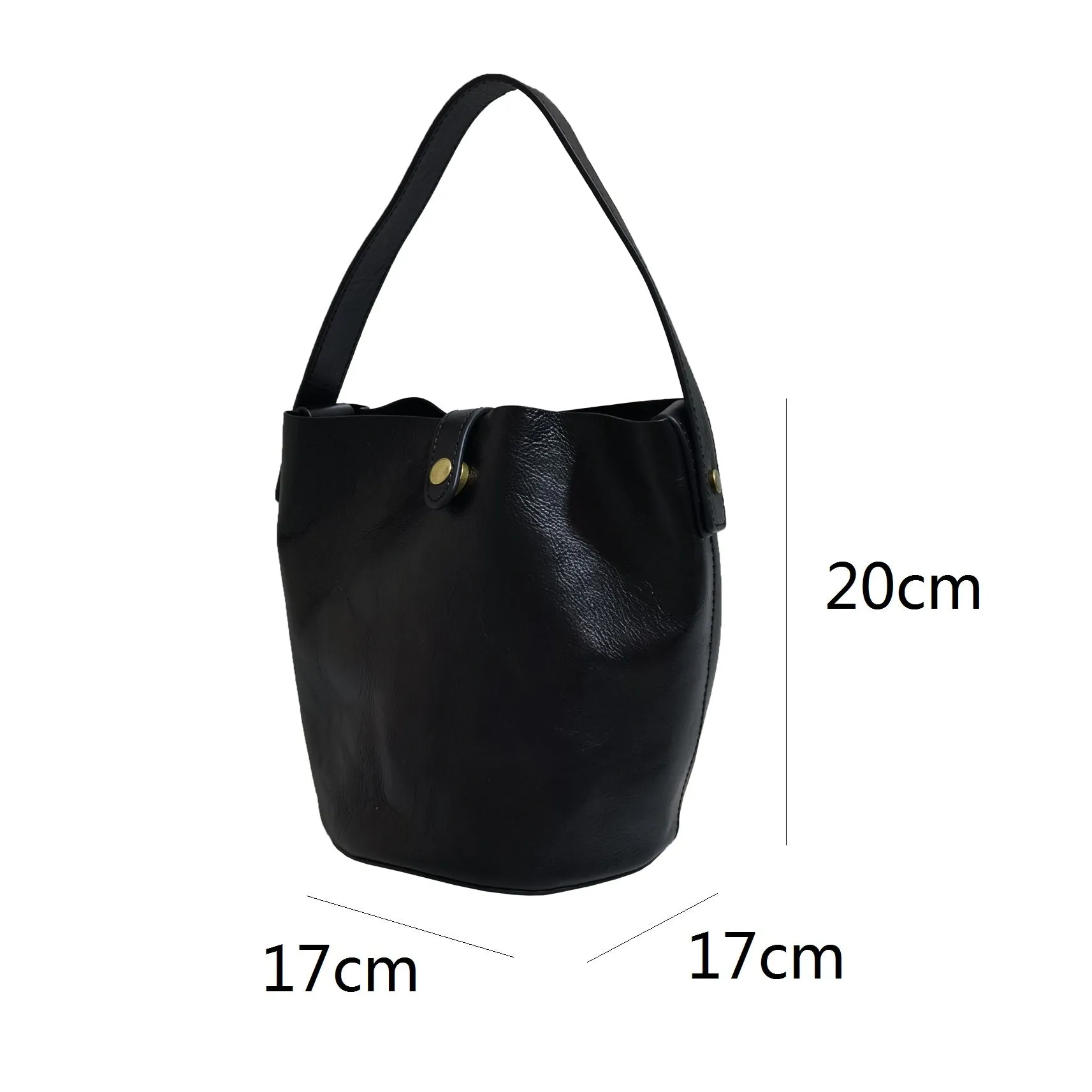 Women's genuine cowhide leather bucket bag V3