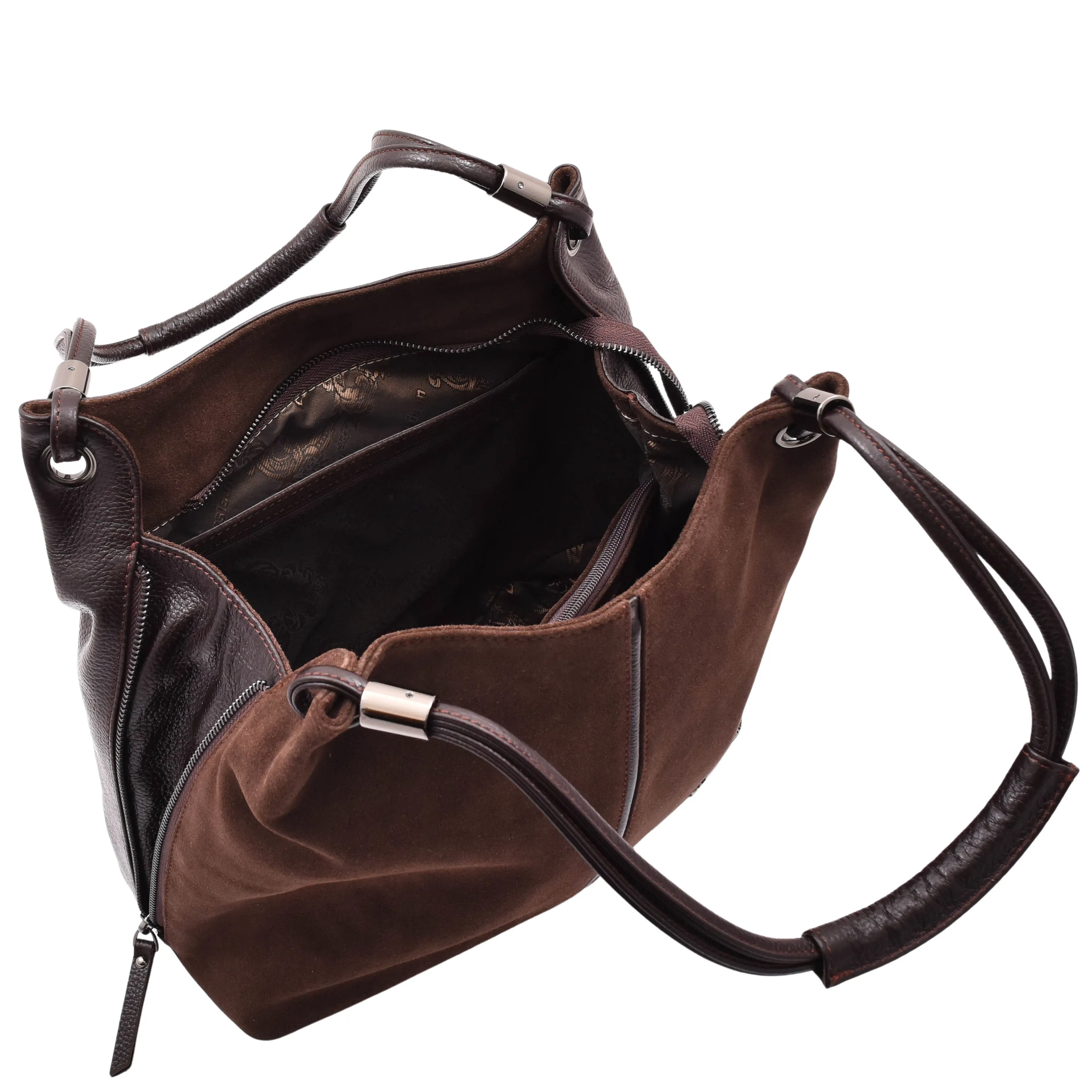 Womens Real Leather Suede Shoulder Hobo Bag Casual Outgoing Handbag A7153 Brown