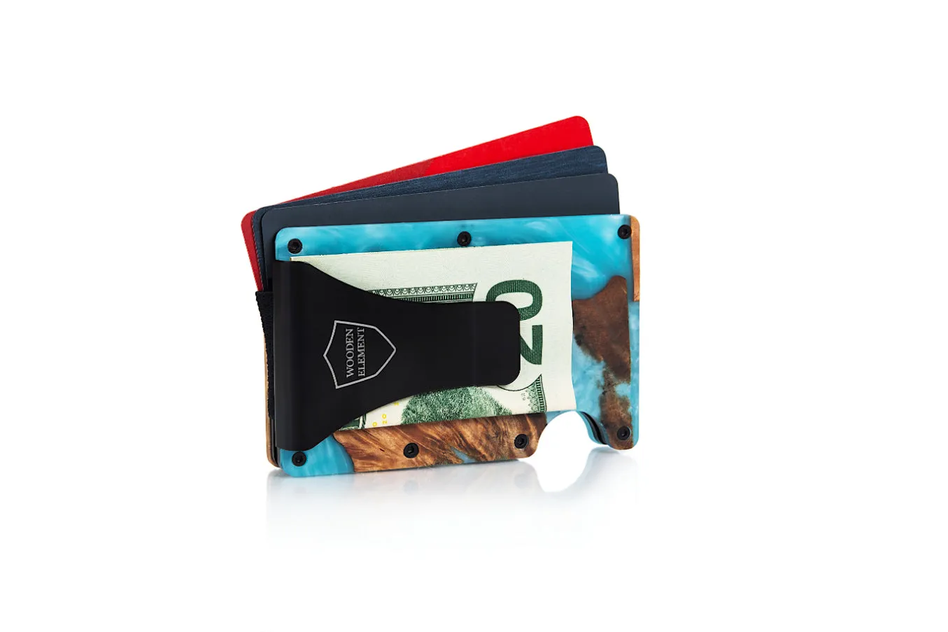 Wood and Resin Smart Wallet (Green and White)