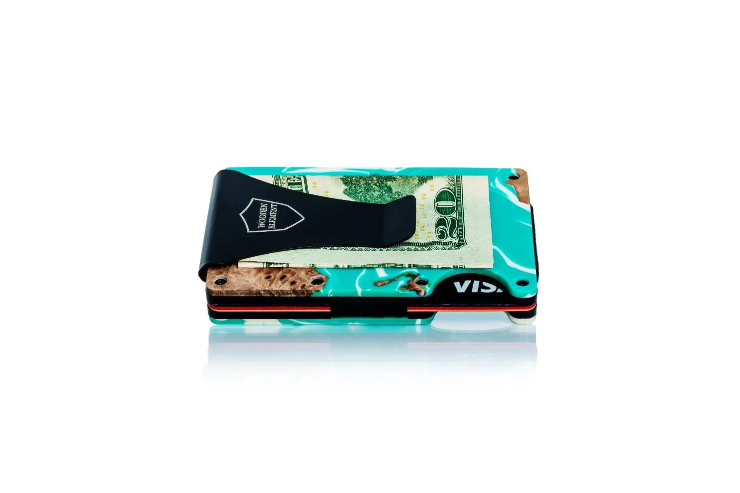 Wood and Resin Smart Wallet (Green and White)