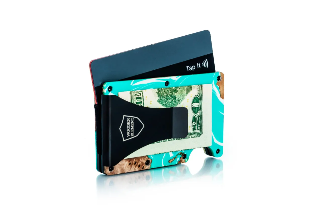 Wood and Resin Smart Wallet (Green and White)