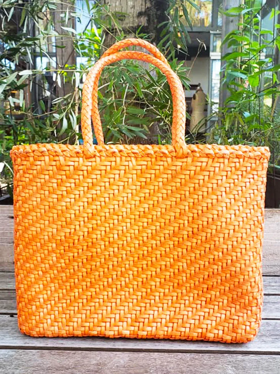 Woven Leather Medium Tote Bag