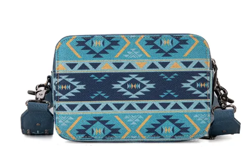 Wrangler Navy Aztec Printed Crossbody Purse With Wallet WG2207-3003NV