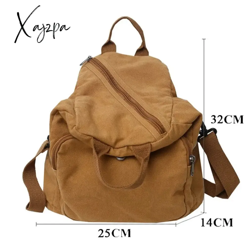 Xajzpa - Women Canvas Backpack College Cotton Female Trendy Gir Travel Men Lady Satchel Male Boy Harajuku Student Bag