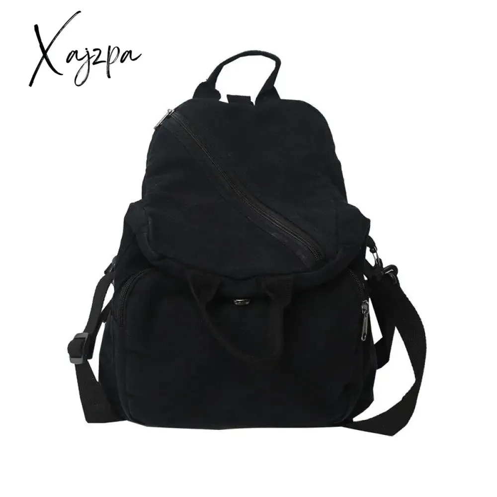 Xajzpa - Women Canvas Backpack College Cotton Female Trendy Gir Travel Men Lady Satchel Male Boy Harajuku Student Bag