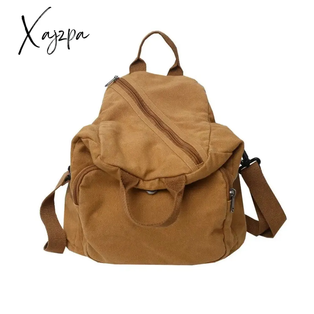 Xajzpa - Women Canvas Backpack College Cotton Female Trendy Gir Travel Men Lady Satchel Male Boy Harajuku Student Bag