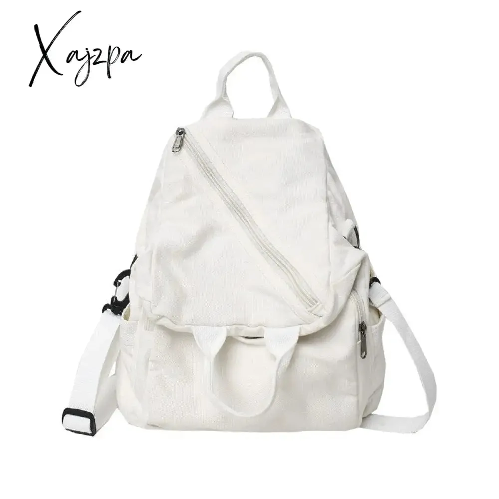 Xajzpa - Women Canvas Backpack College Cotton Female Trendy Gir Travel Men Lady Satchel Male Boy Harajuku Student Bag