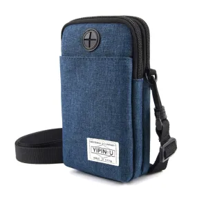 YIPINU Multifunctional Hanging Neck Mini Waterproof Mobile Phone Storage Bag(Dark Blue)